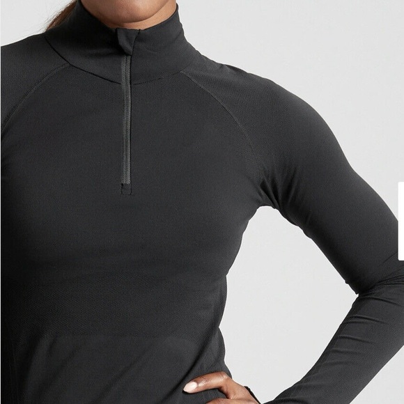 Athleta Momentum 1/2 Zip Top Black Long Sleeve Size XL - Picture 3 of 8